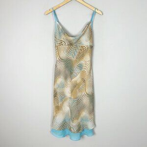 Women's Y2K Slip Dress Abstract Forest Fairy Whimsical Cowl Size Small
